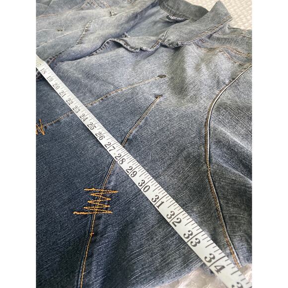 Just Blu Jeans Ombré Unique Detailed Denim Jacket Blazer Sz 32W - Picture 8 of 10